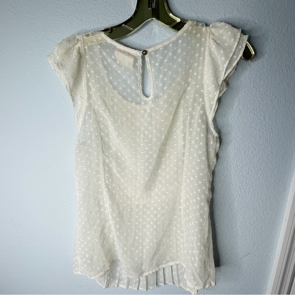 Tommy Hilfiger Tommy Girl Cream White Sheer Polka Dot Ruffle Blouse Medium - Picture 4 of 5
